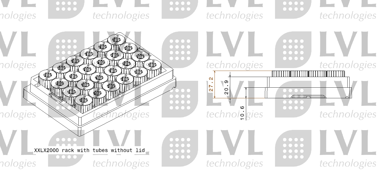XXLX2000 rack with tubes without lid XXLX2000 rack with tubes without lid