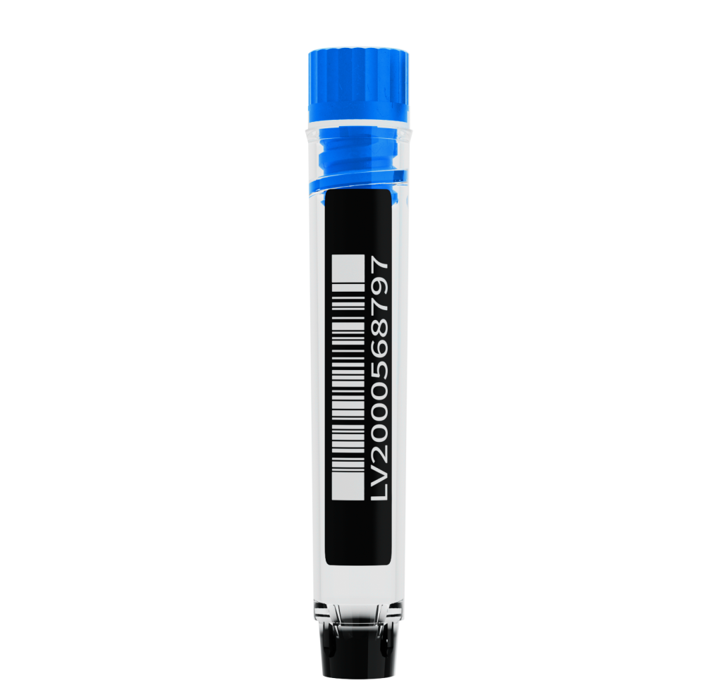 SAFE 2D tubes LI1000 1ml with internal thread screw cap and barcode for cost-effective automated storage of standard aliquots