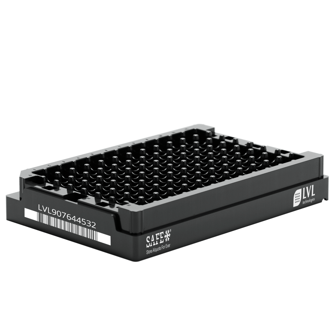 LVL SAFE® MX 500 Microliter / 0,5 ml Leerrack im 96-Well-SBS-Format zur Aufnahme von SAFE® 2D Tubes