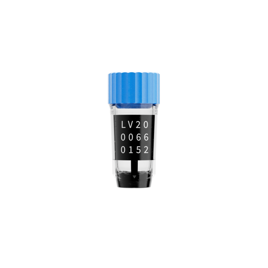 2D Tube LVL SAFE® SX 300 Microliter / 0,3 ml mit blauem Cap und 2D-/HR-Code für sichere Probenlagerung