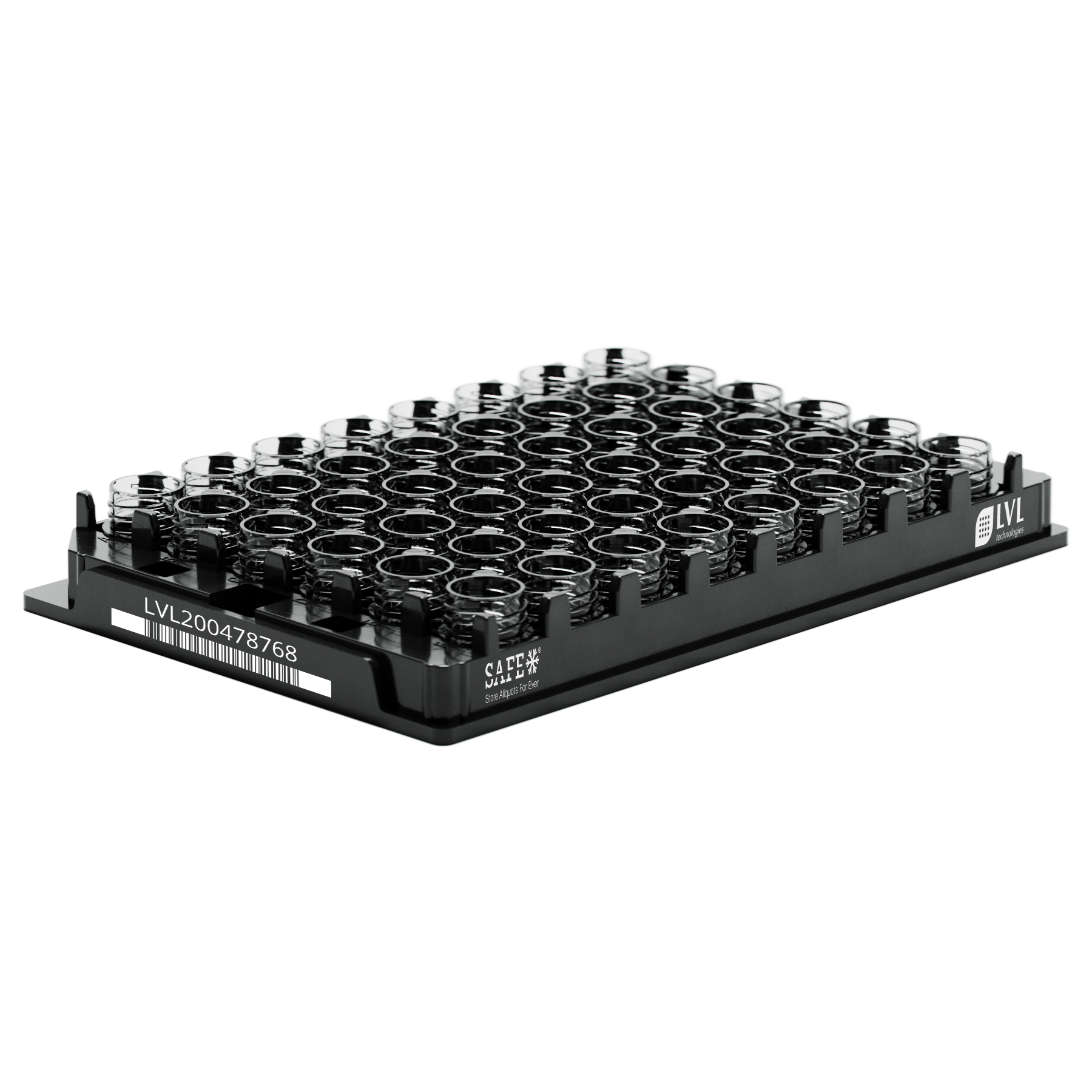 LVL SAFE® XLX 500 Microliter / 0,5 ml Rack mit offenen 2D Tubes im 48-Well-SBS-Format für Gewebeproben