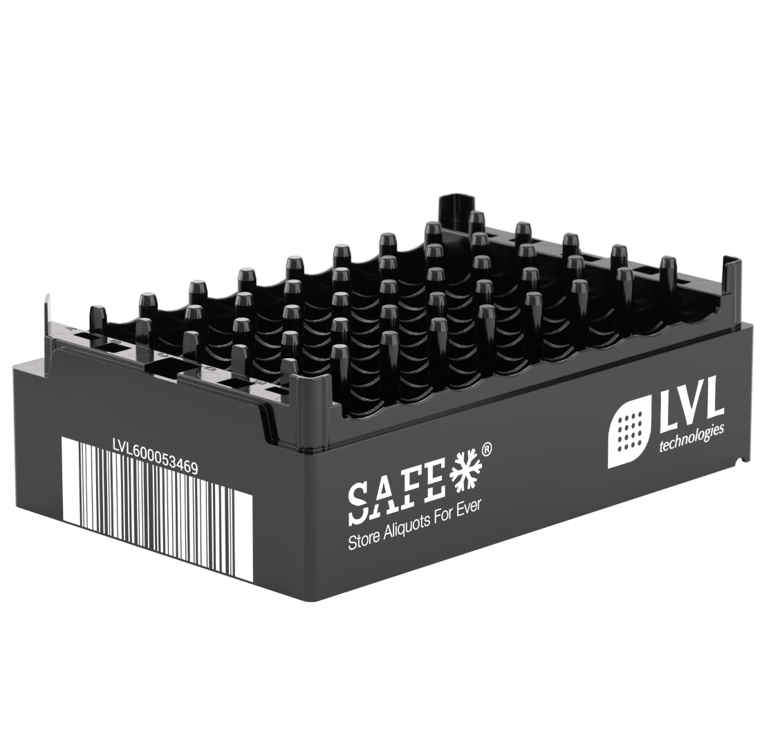 Leeres LVL SAFE® XLX 2000 Microliter / 2 ml Rack aus Polycarbonat für automationsfreundliche Cryo-Tubes