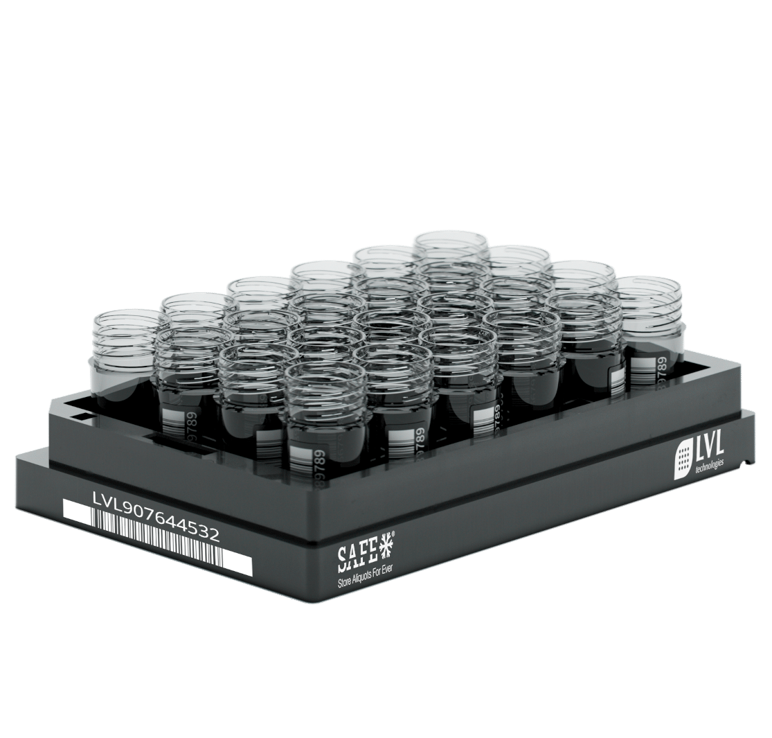 SAFEĀ® XXLX 4000 Microliter / 4 ml Rack mit offenen 2D Tubes im 24er SBS-Format
