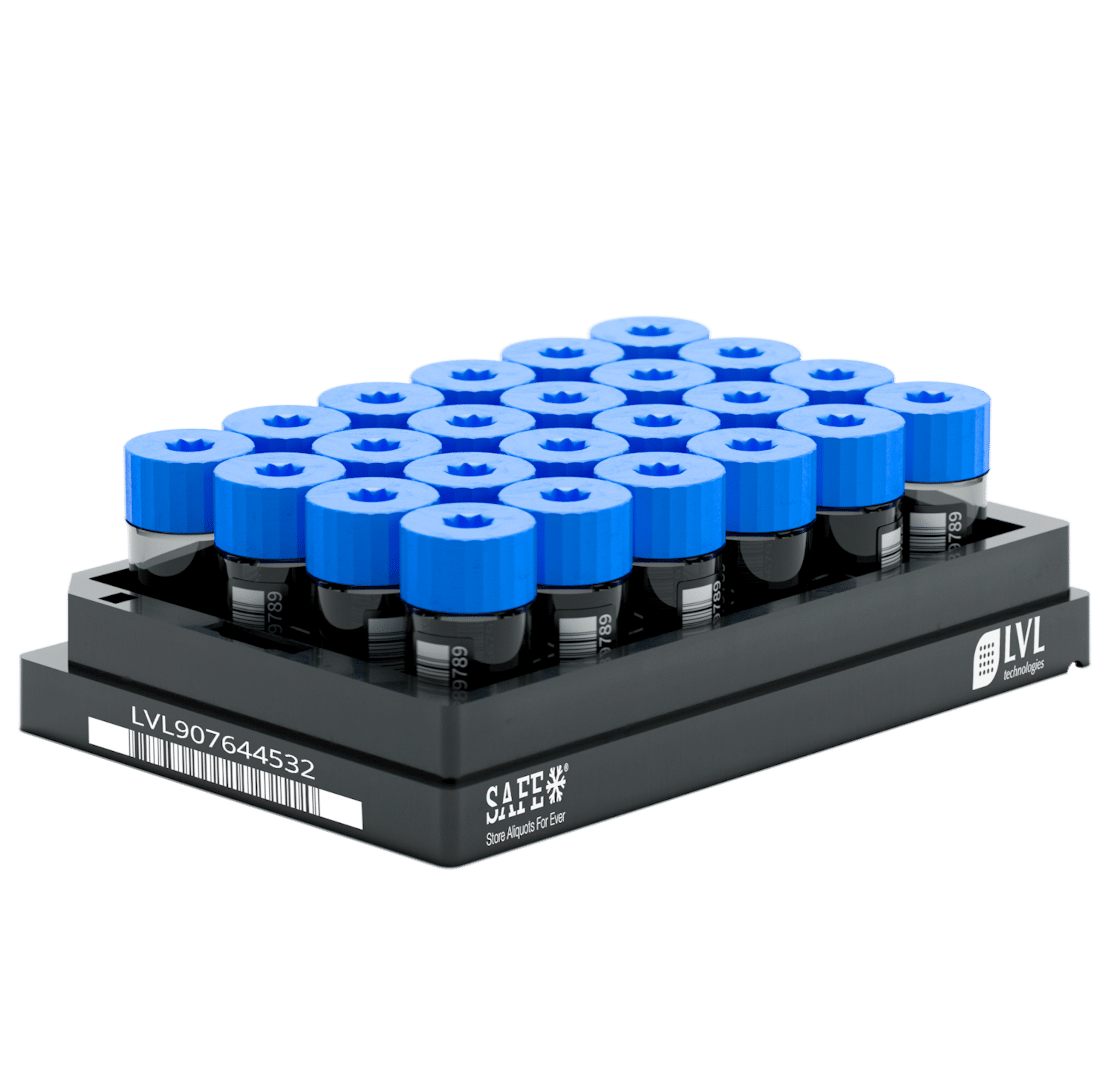 SAFE® XXLX 4000 Microliter / 4 ml Rack mit 2D-Tubes und aufgeschraubten Screw Caps für Großproben